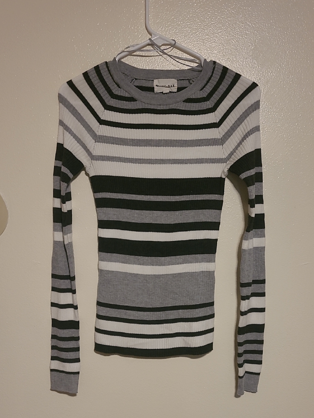 Olive & Oak Striped Knit Top - Gray & Black